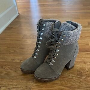 Gianni Bini Gray Lace-Up Ankle Boots